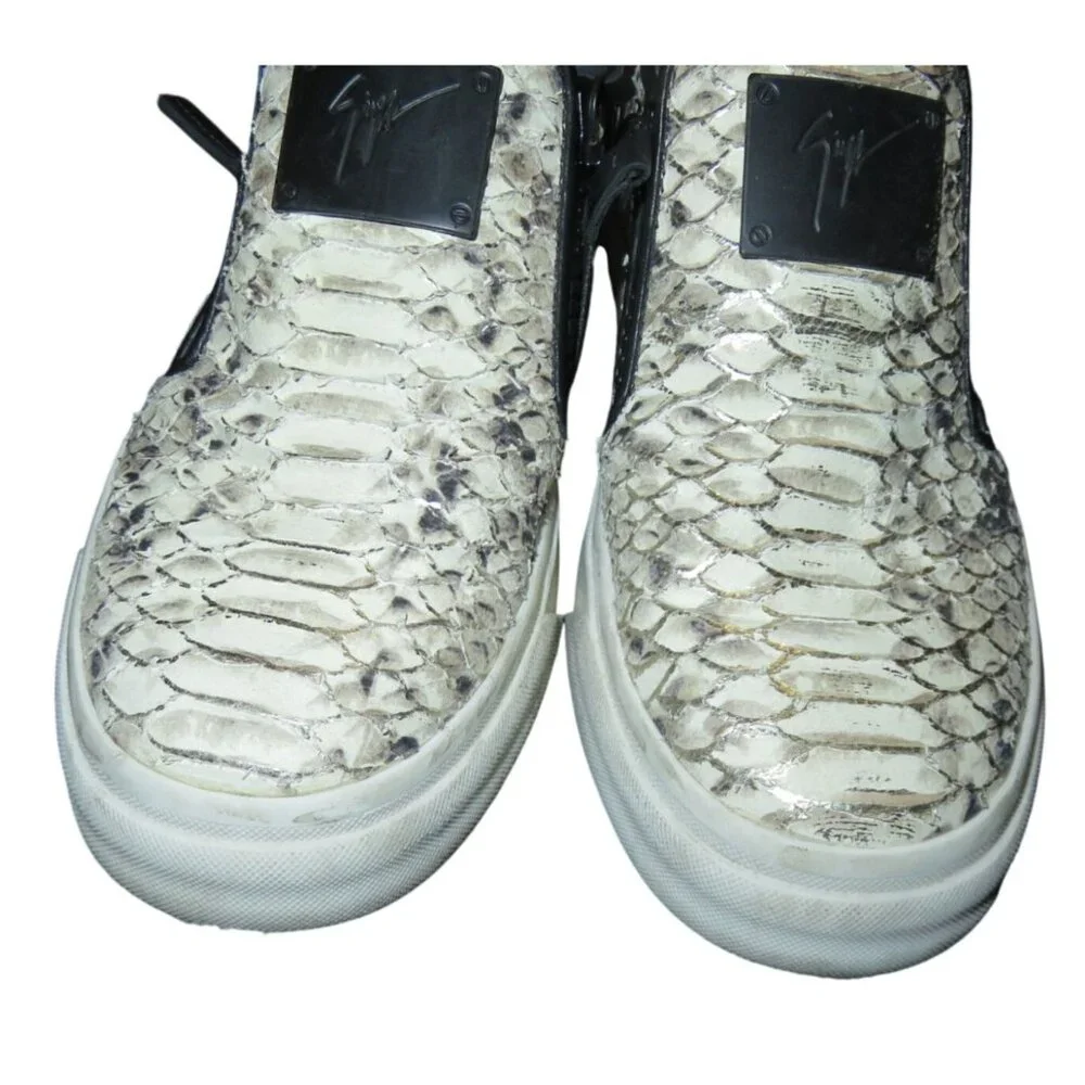 Giuseppe Zanotti Python Embossed Italian Leather Devon Skate Shoes Sneakers 38 o